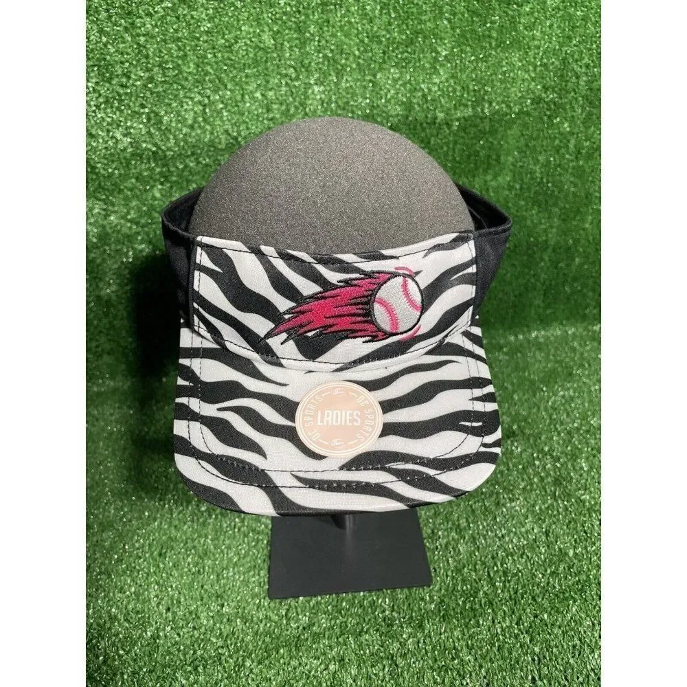 Lot Of 2 New Women’s Baseball Sun Visors Adjustable Hat Blue/Zebra Print OSFM